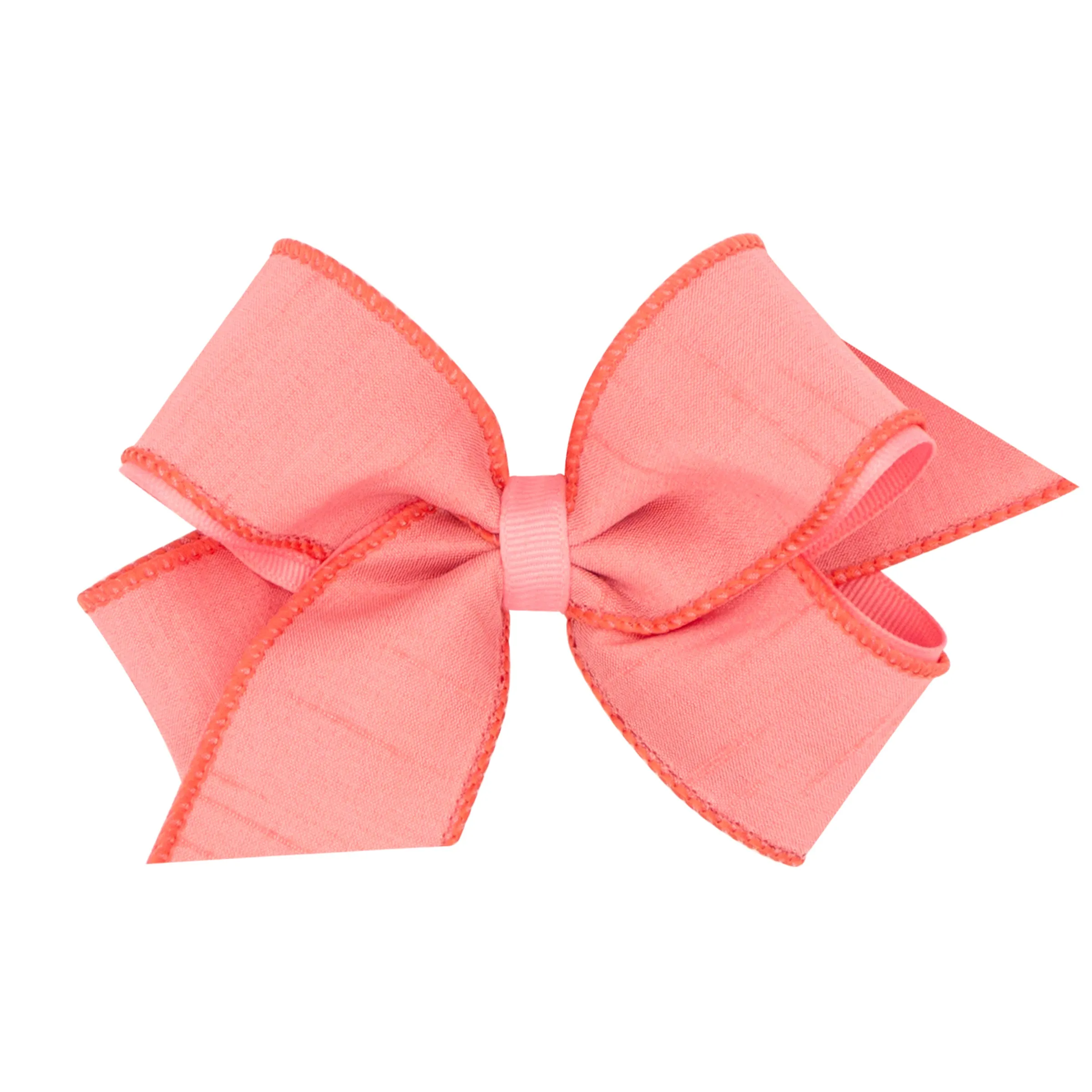 Medium Dupioni Silk Overlay Grosgrain Bow on Clippie