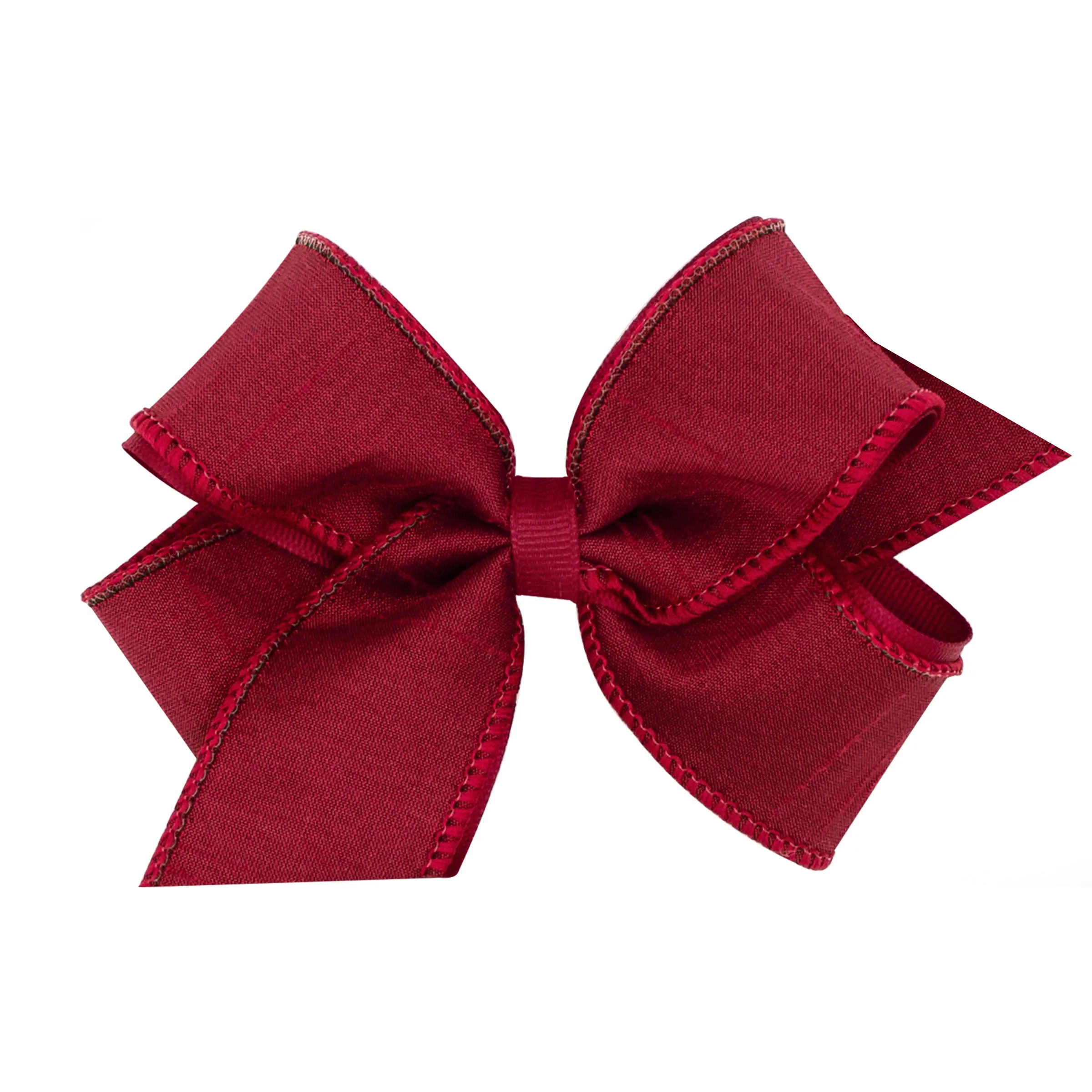 Medium Dupioni Silk Overlay Grosgrain Bow on Clippie