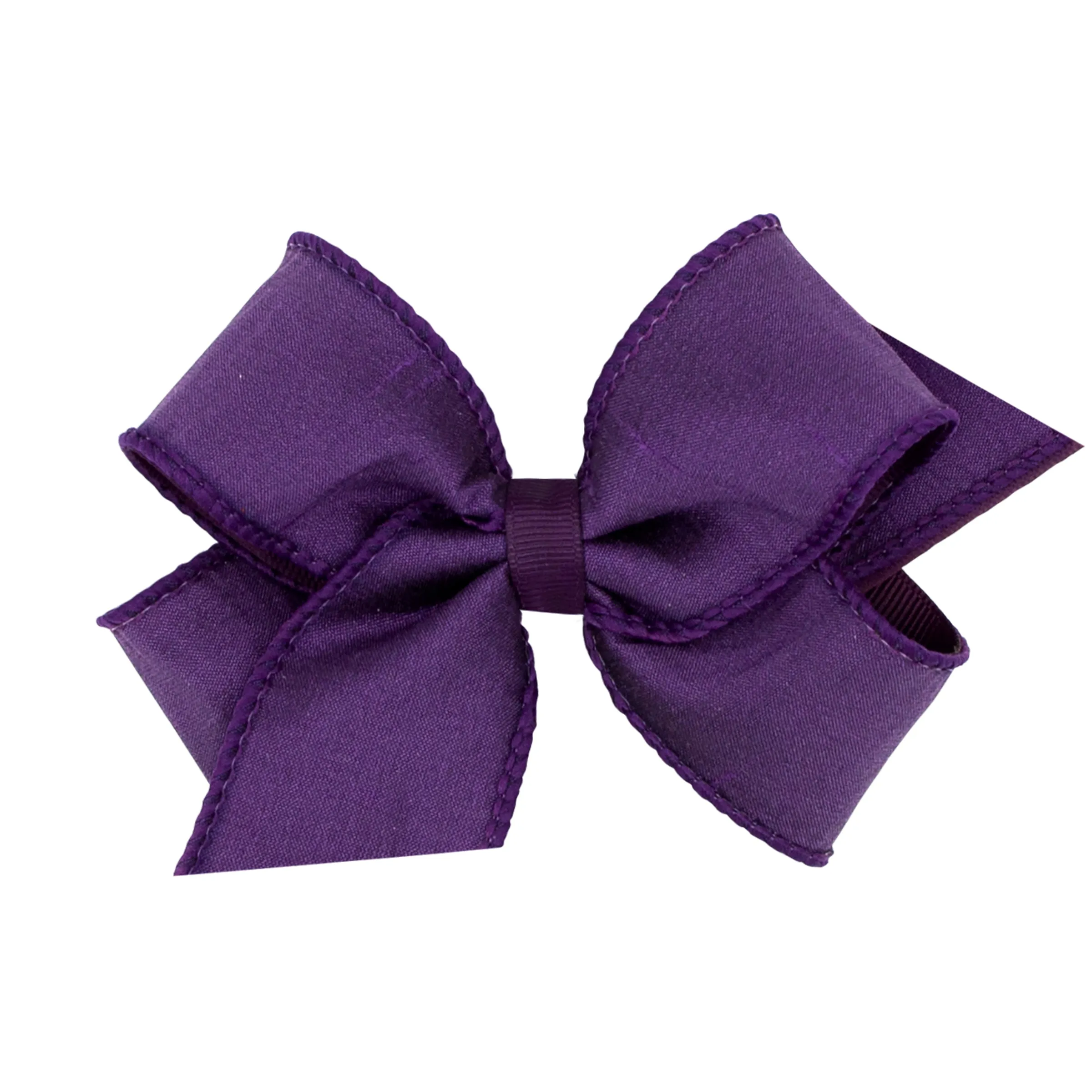 Medium Dupioni Silk Overlay Grosgrain Bow on Clippie
