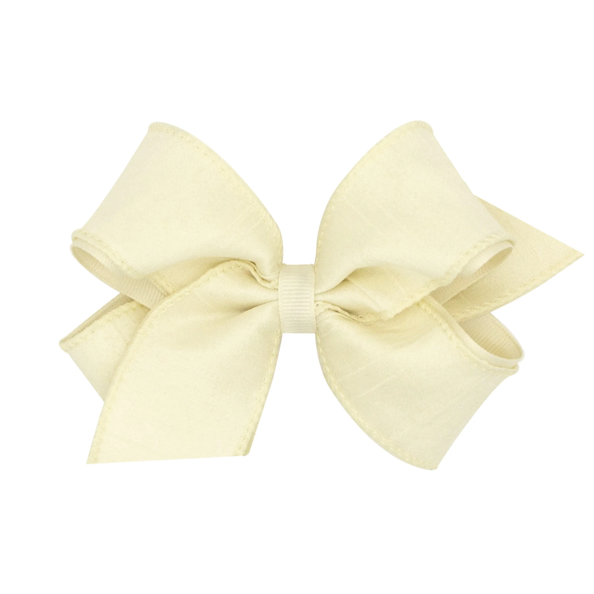 Medium Dupioni Silk Overlay Grosgrain Bow on Clippie