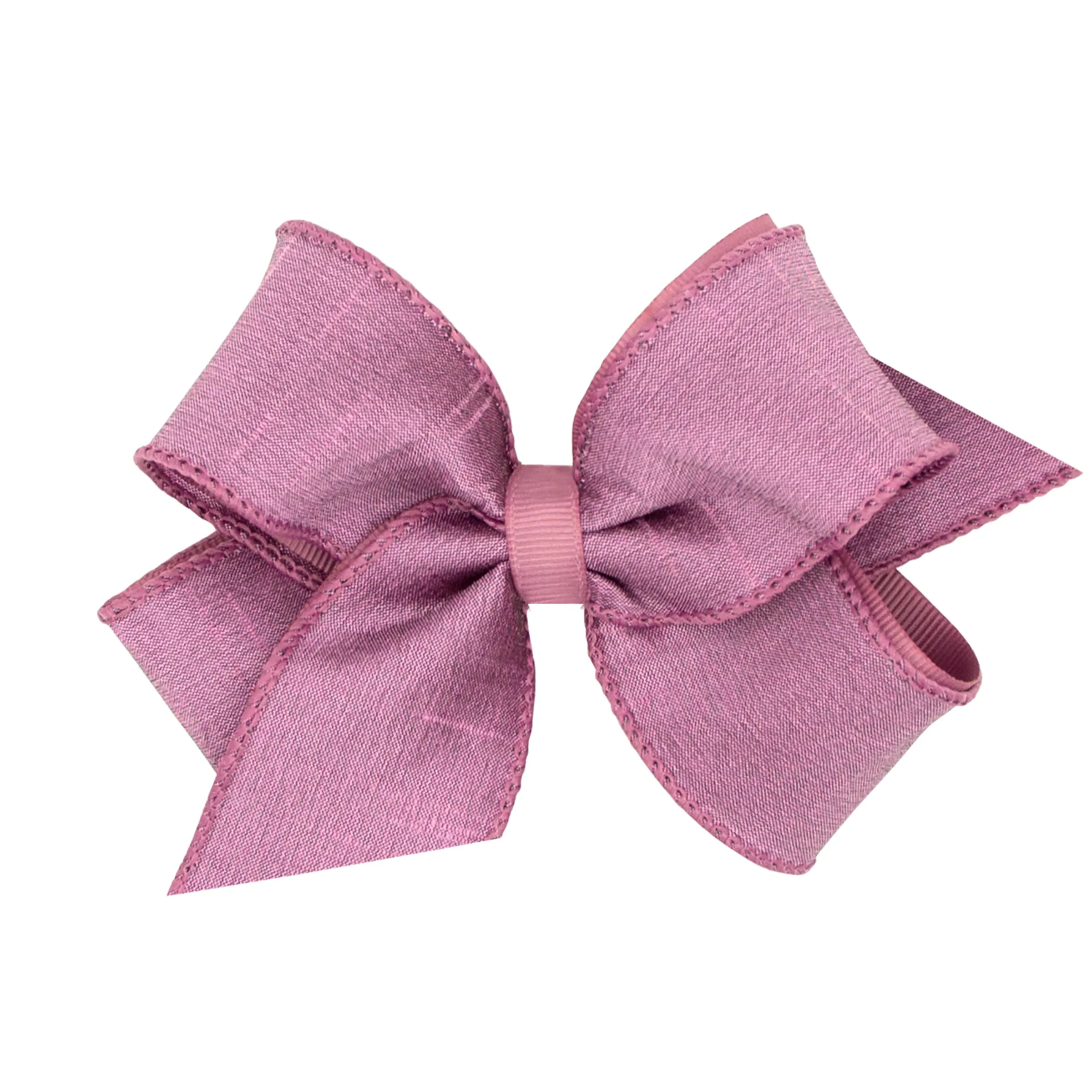 Medium Dupioni Silk Overlay Grosgrain Bow on Clippie