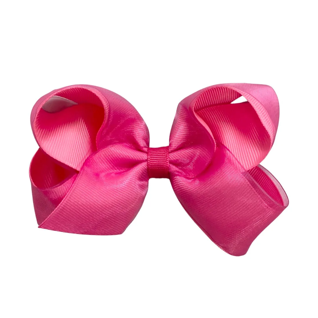 Medium Overlay Grosgrain Bow on Clippie (55  Colors)