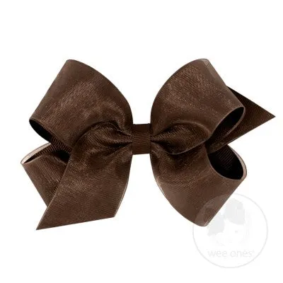 Medium Overlay Grosgrain Bow on Clippie (55  Colors)