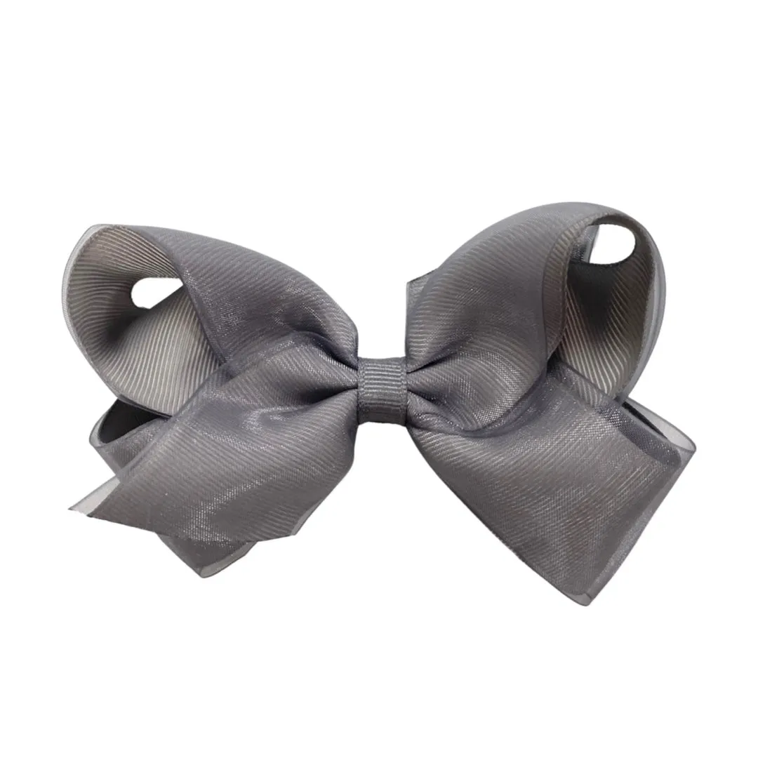 Medium Overlay Grosgrain Bow on Clippie (55  Colors)