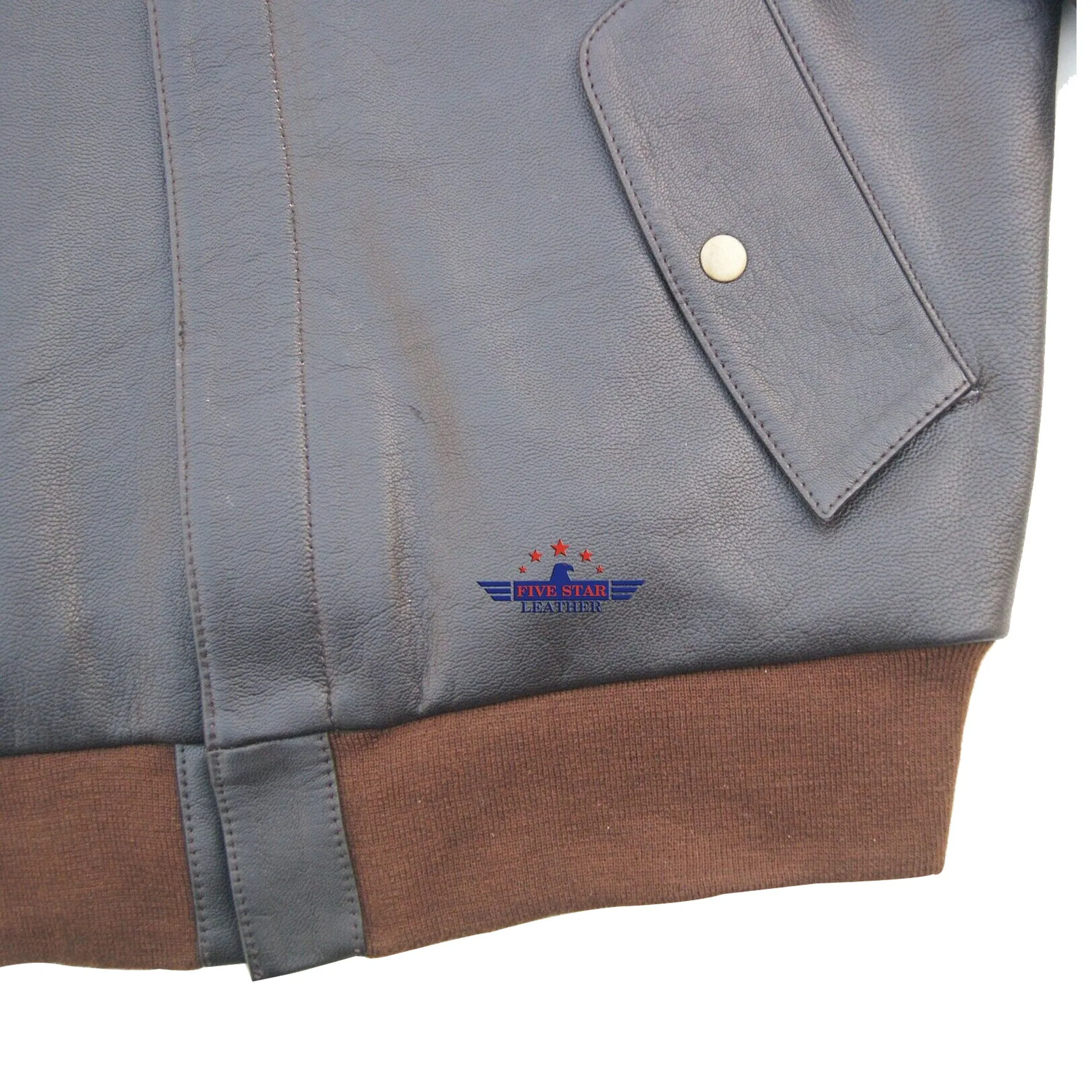 Men Real Leather Jacket MA-1 Army Pilot Bomber Military Goatskin Seal Brown