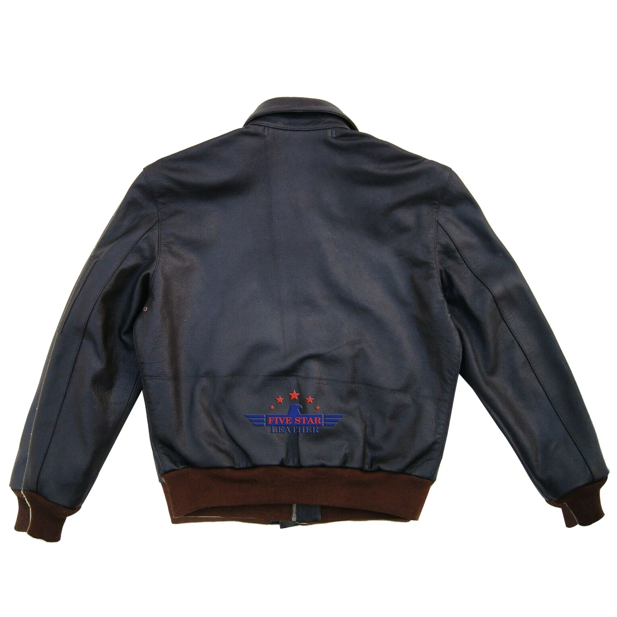 Men Real Leather Jacket MA-1 Army Pilot Bomber Military Goatskin Seal Brown