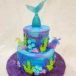 Mermaid Theme Tiered Cake 7-4"