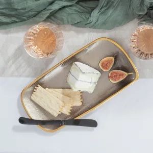 Metallic Glass Fawn Rectangular Tray