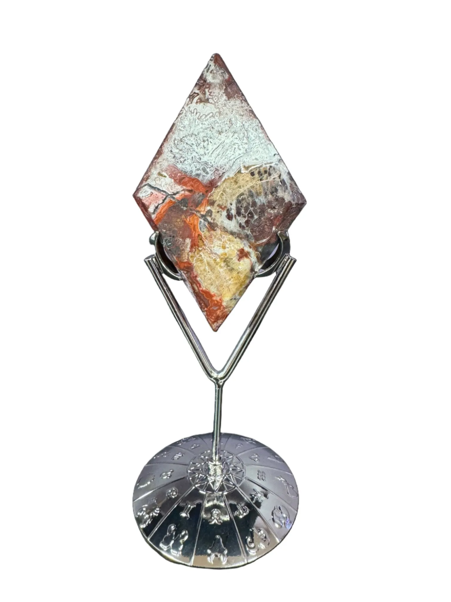 Mexican Agate Rhombus / Diamond with Stand