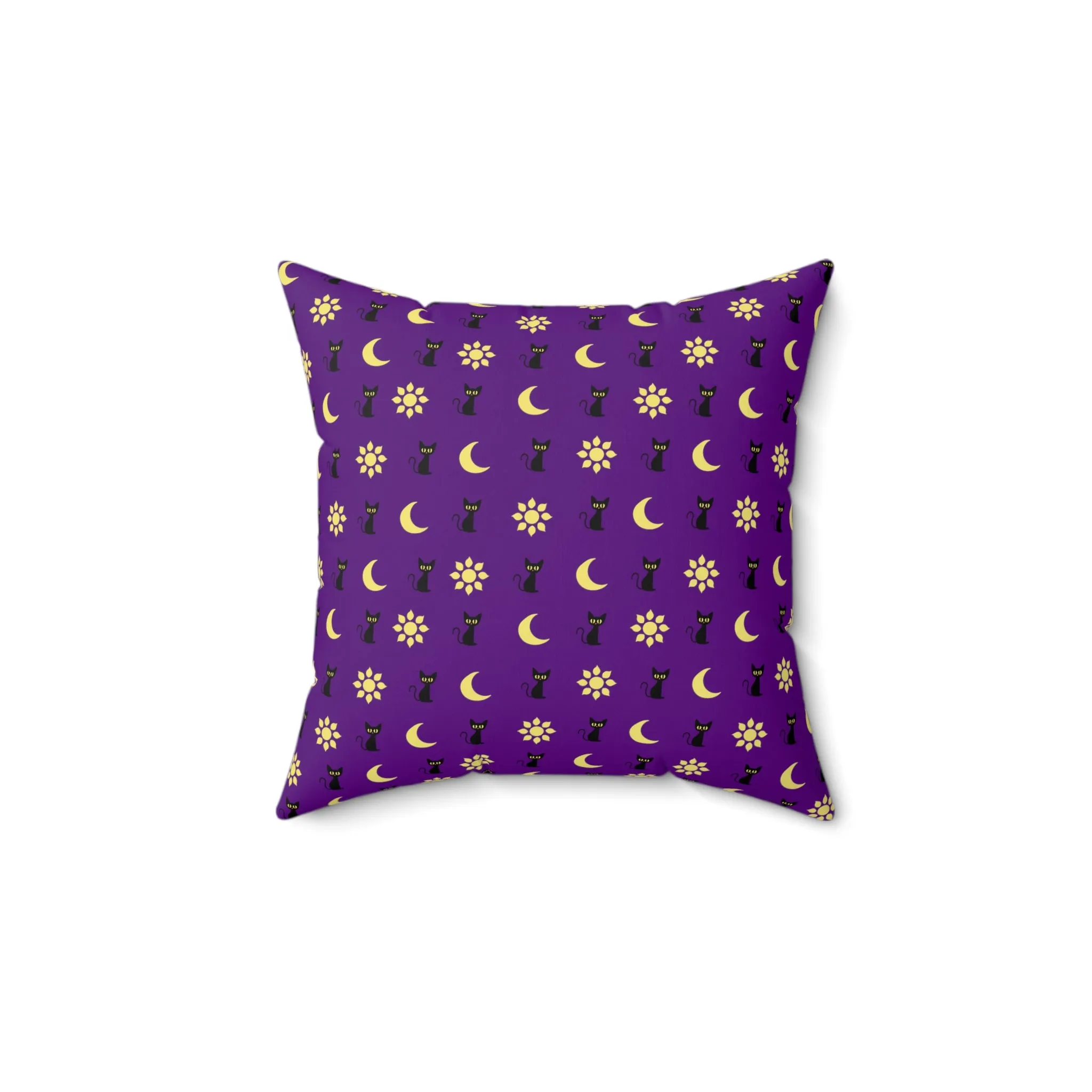 Midnight Feline Faux Suede Square Pillow