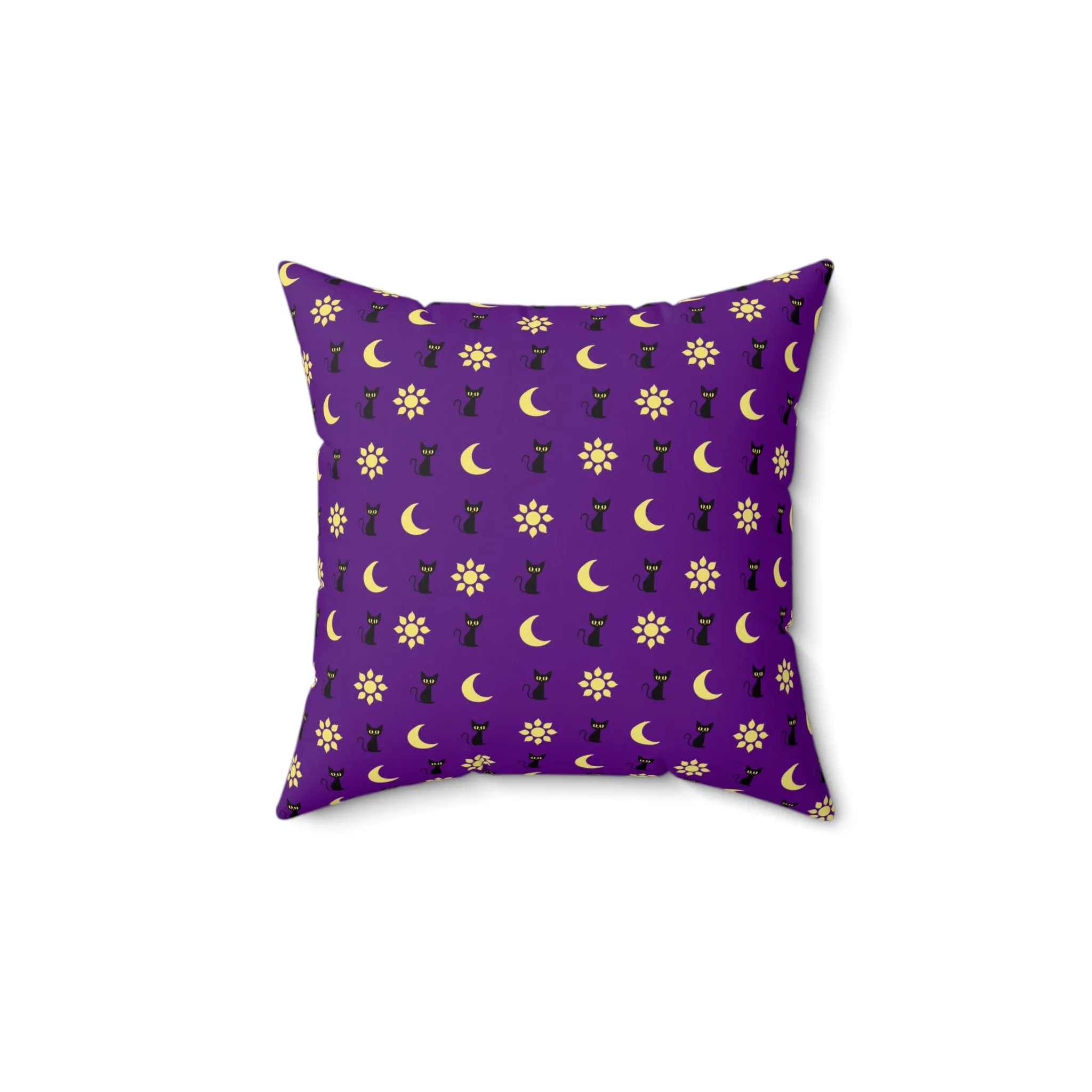 Midnight Feline Faux Suede Square Pillow