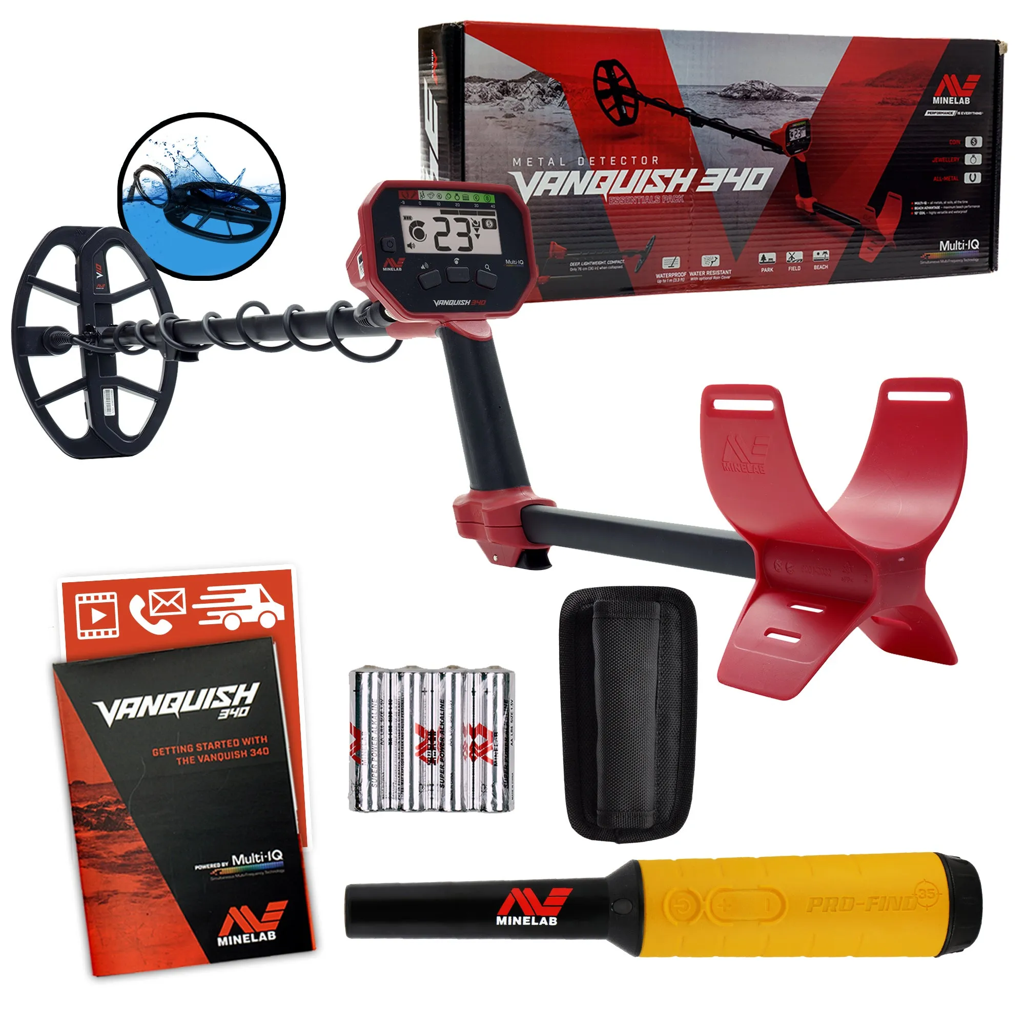 Minelab VANQUISH 340 Detector with 10 x 7 Coil and Pro-Find 35 Pinpointer