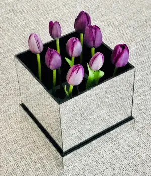 Mirror lucite Flower Box 9 holes
