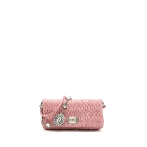 Miu Miu Crystal shoulder bag lambskin pink SHW