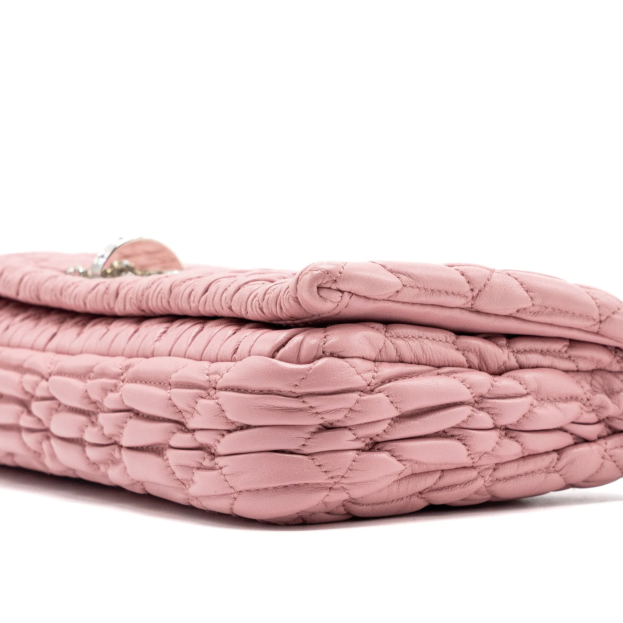 Miu Miu Crystal shoulder bag lambskin pink SHW