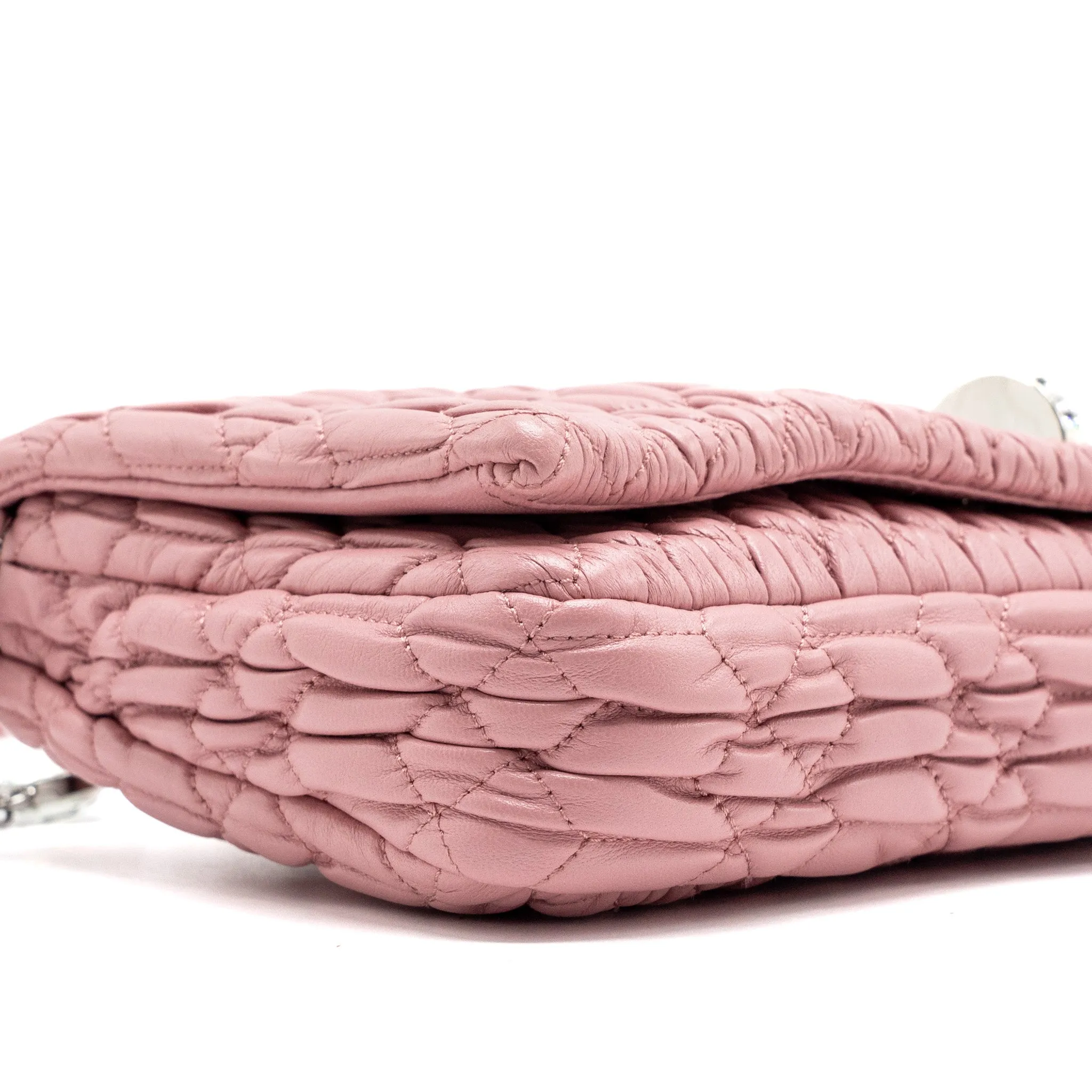 Miu Miu Crystal shoulder bag lambskin pink SHW