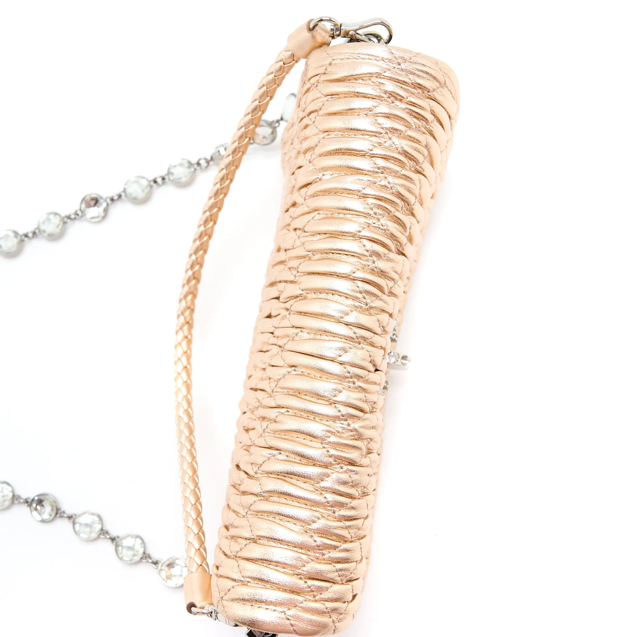 Miumiu Crystal Shoulder Bag Nappa Cipria Lame SHW