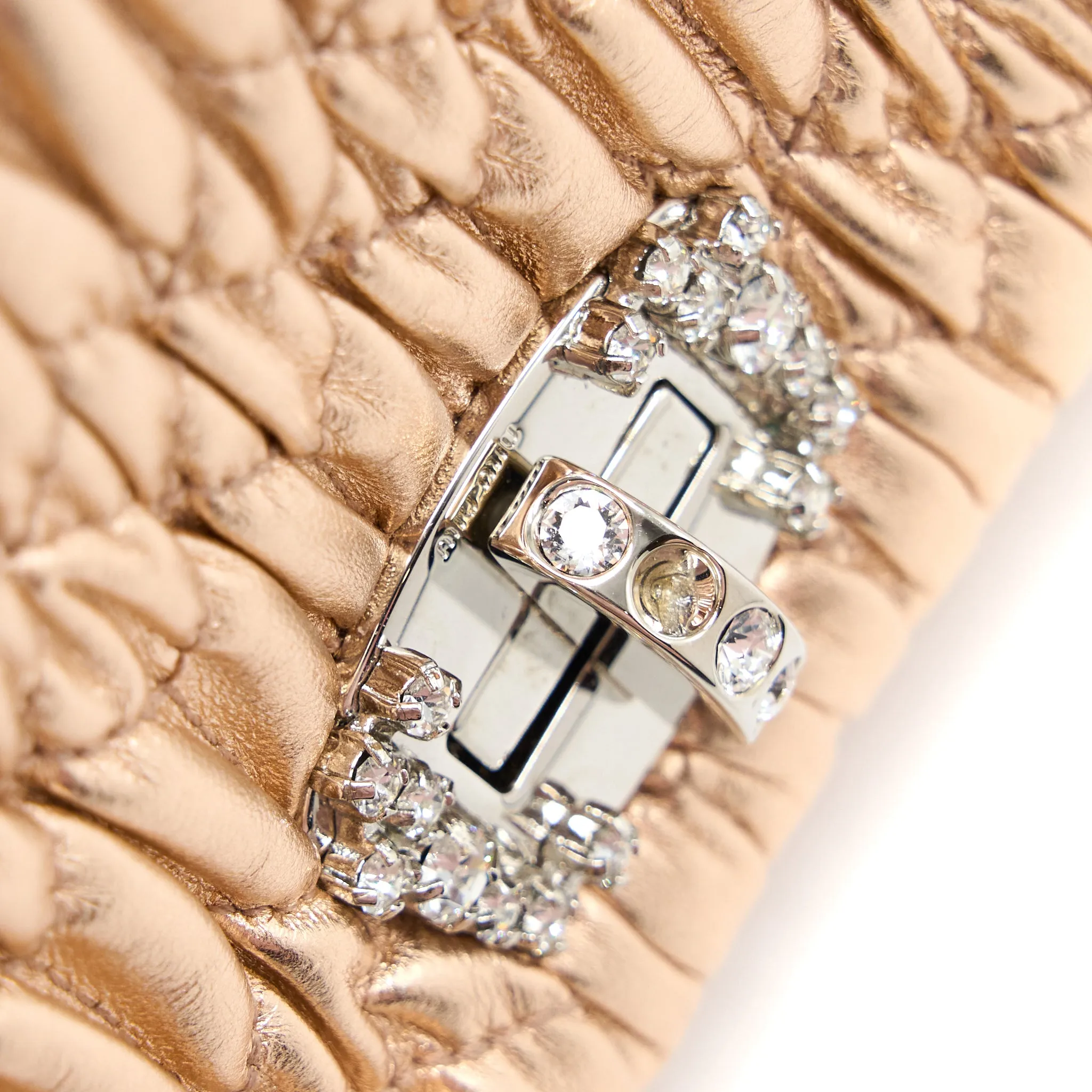 Miumiu Crystal Shoulder Bag Nappa Cipria Lame SHW