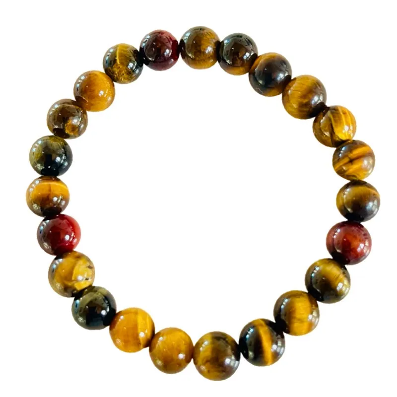 Mixed Tiger Eye Bracelet - 8mm Round