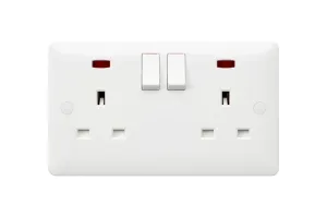 MK Base MB2647WHI White Moulded 13A 2G SP Switched Socket   Neon