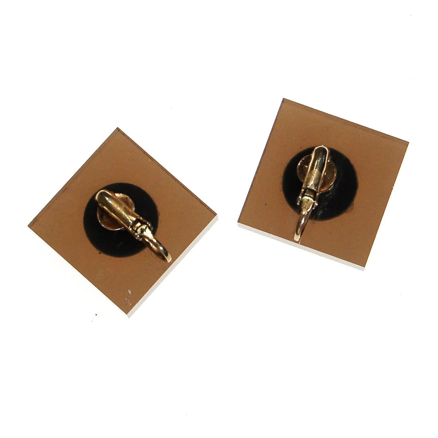 Mod Tan Lucite Square Earrings
