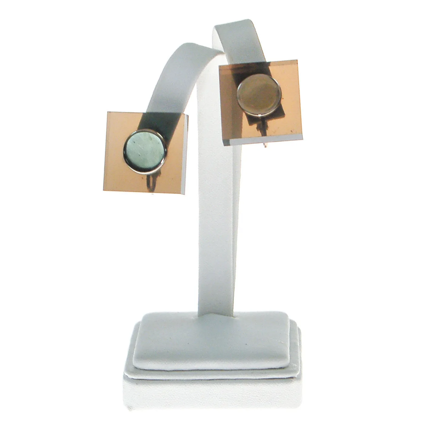 Mod Tan Lucite Square Earrings