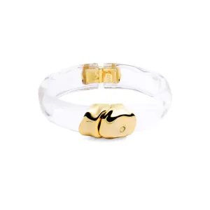 Molten Gold Lucite Hinge Bracelet - Clear