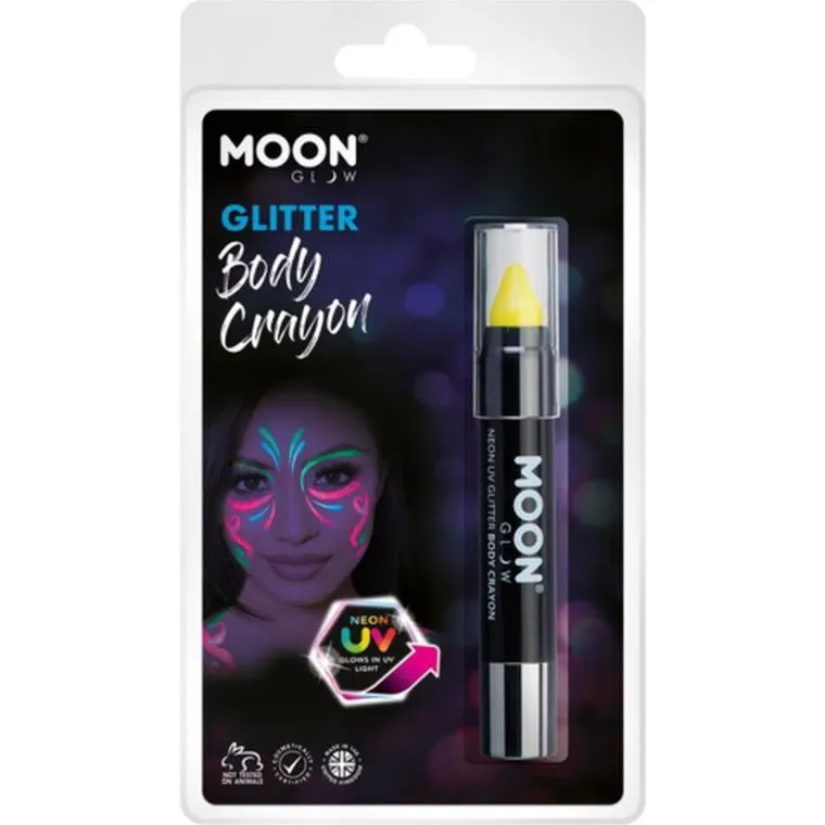 Moon Glow Neon Uv Glitter Body Crayons, Yellow