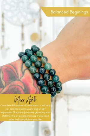 Moss Agate 8mm Bead Bracelet