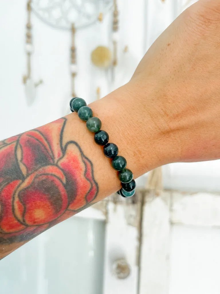 Moss Agate 8mm Bead Bracelet