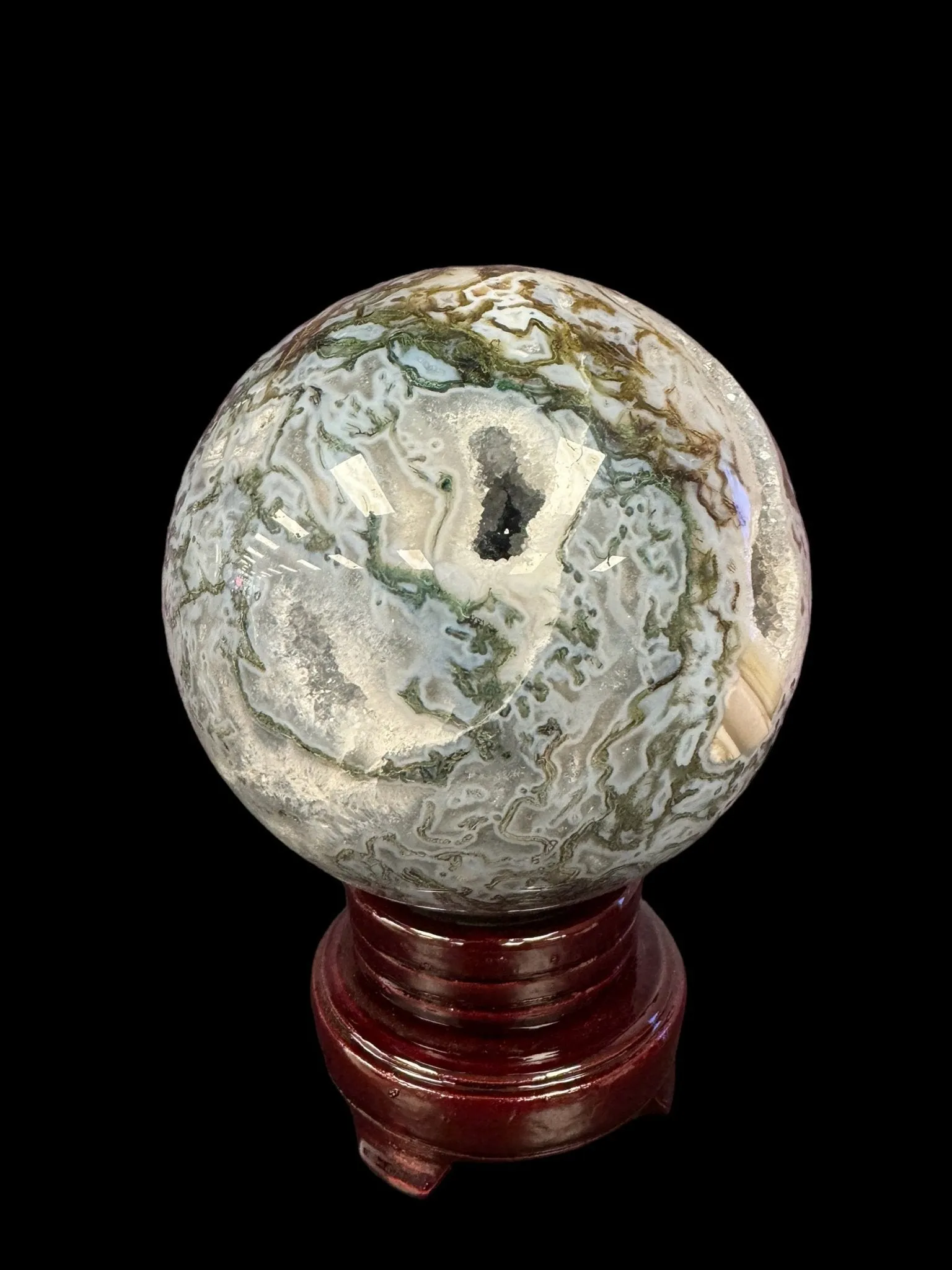Moss Agate Druzy Sphere - Exquisite