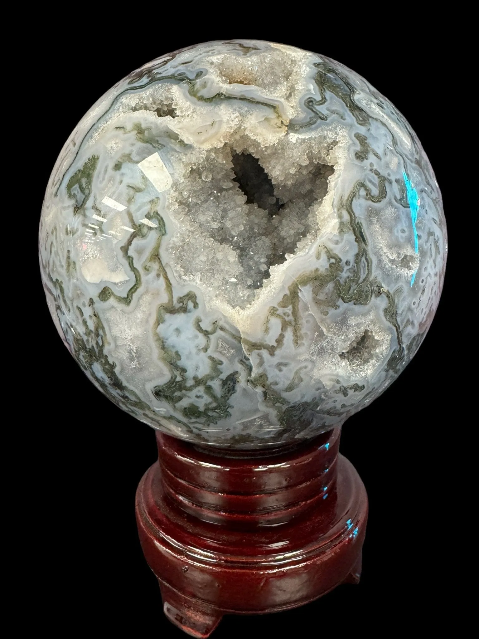 Moss Agate Druzy Sphere - Exquisite