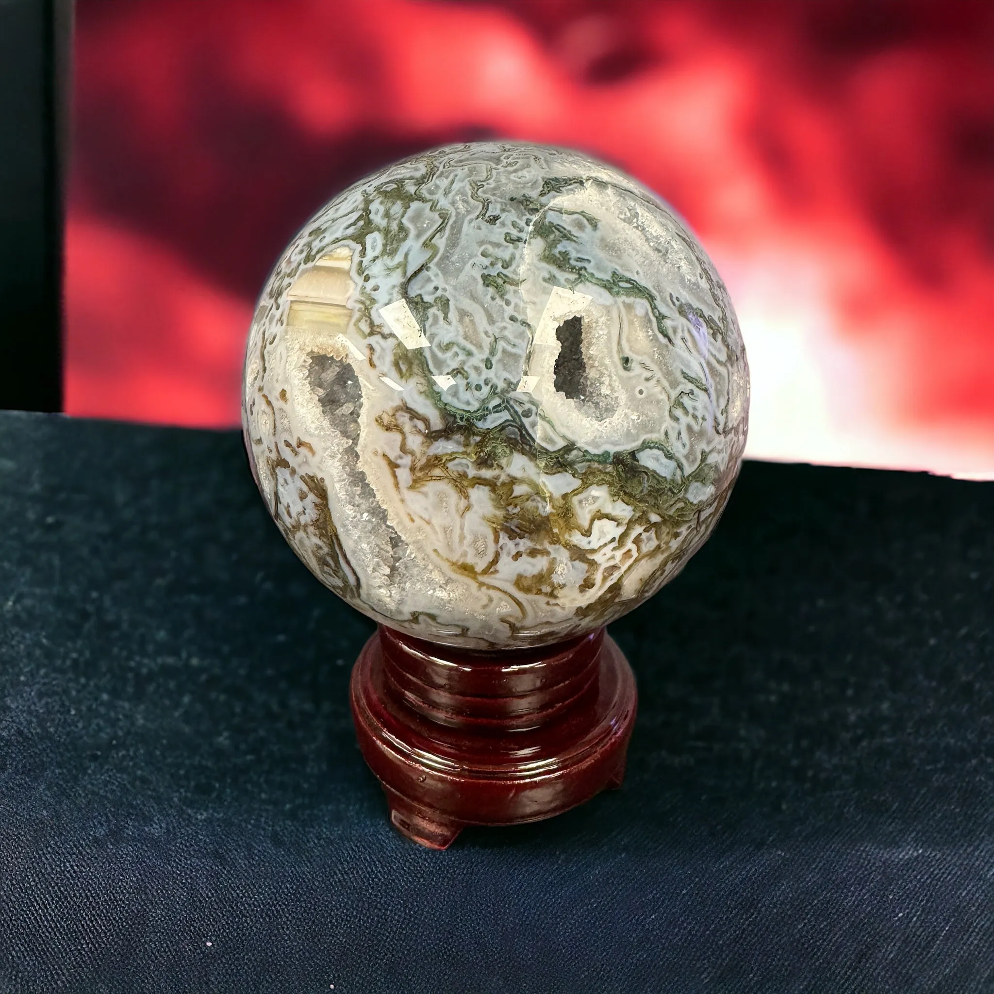 Moss Agate Druzy Sphere - Exquisite