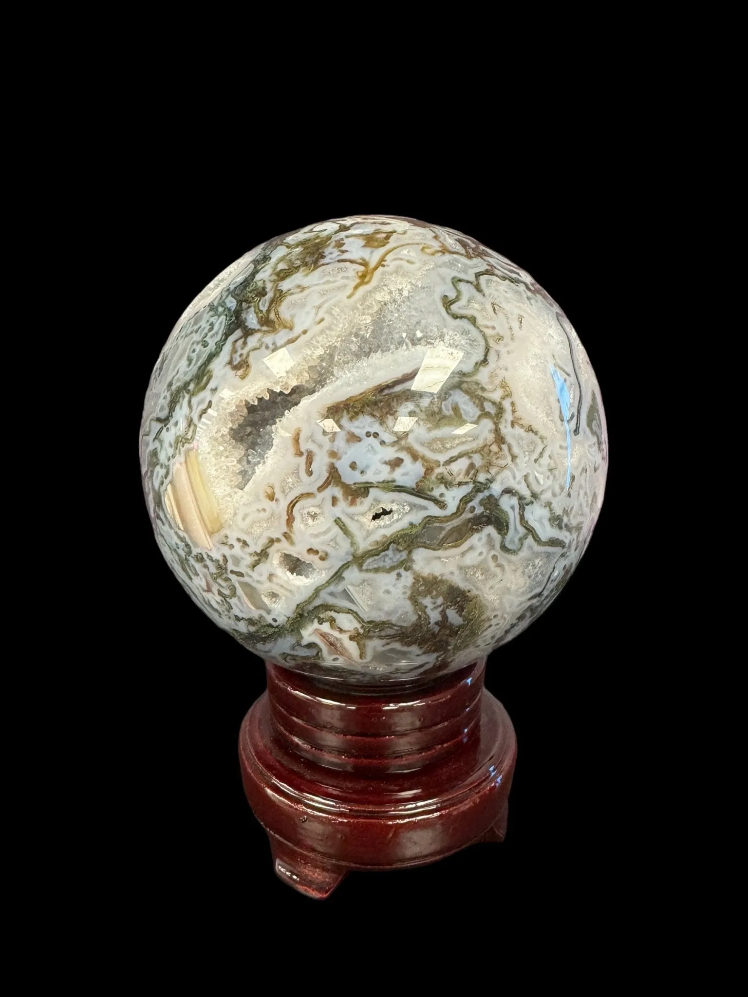 Moss Agate Druzy Sphere - Exquisite