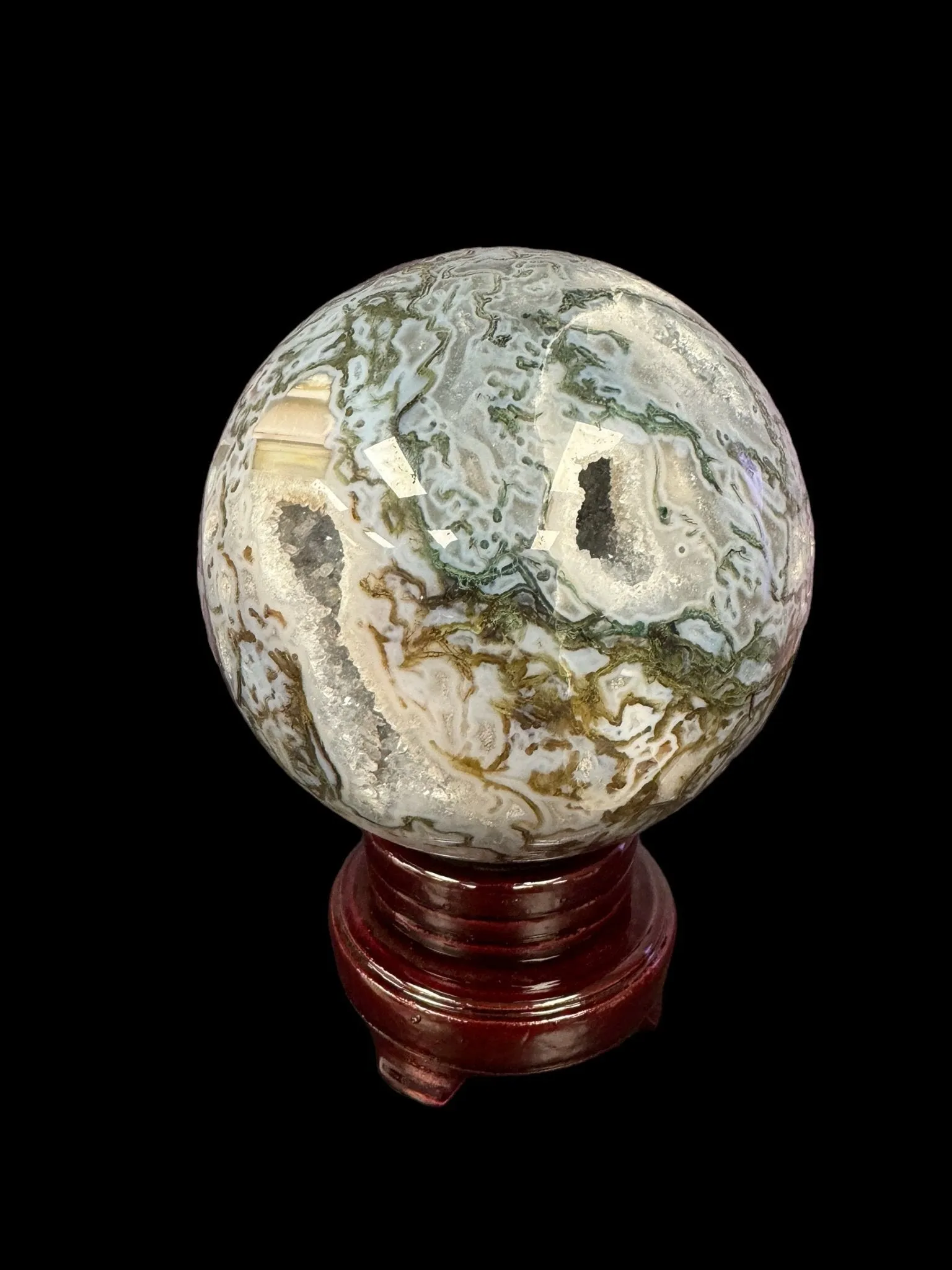 Moss Agate Druzy Sphere - Exquisite