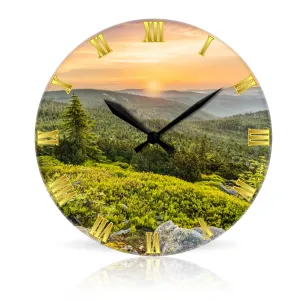 Mountains Illustration <br>Round Acrylic Wall Clock 10.75"