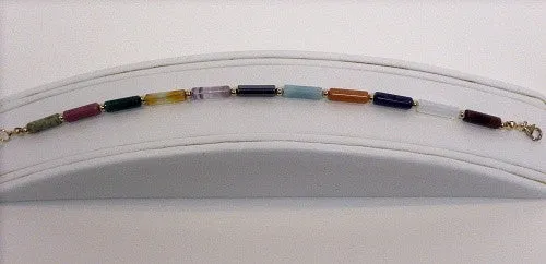 Multi Gemstone Tube Bracelet