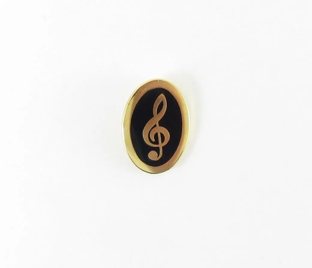 Musical Gold Plated Cloisonné Mini Pins - G - Clef Oval