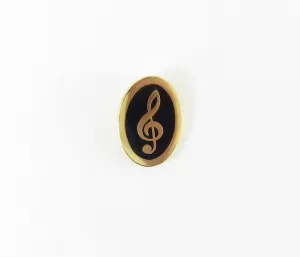 Musical Gold Plated Cloisonné Mini Pins - G - Clef Oval