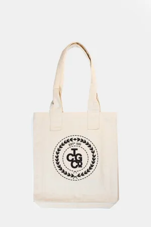 Natural 100% Recycled Cotton Everyday Tote - ESTd Logo