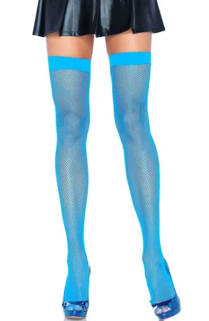 Neon blue fishnet thigh highs
