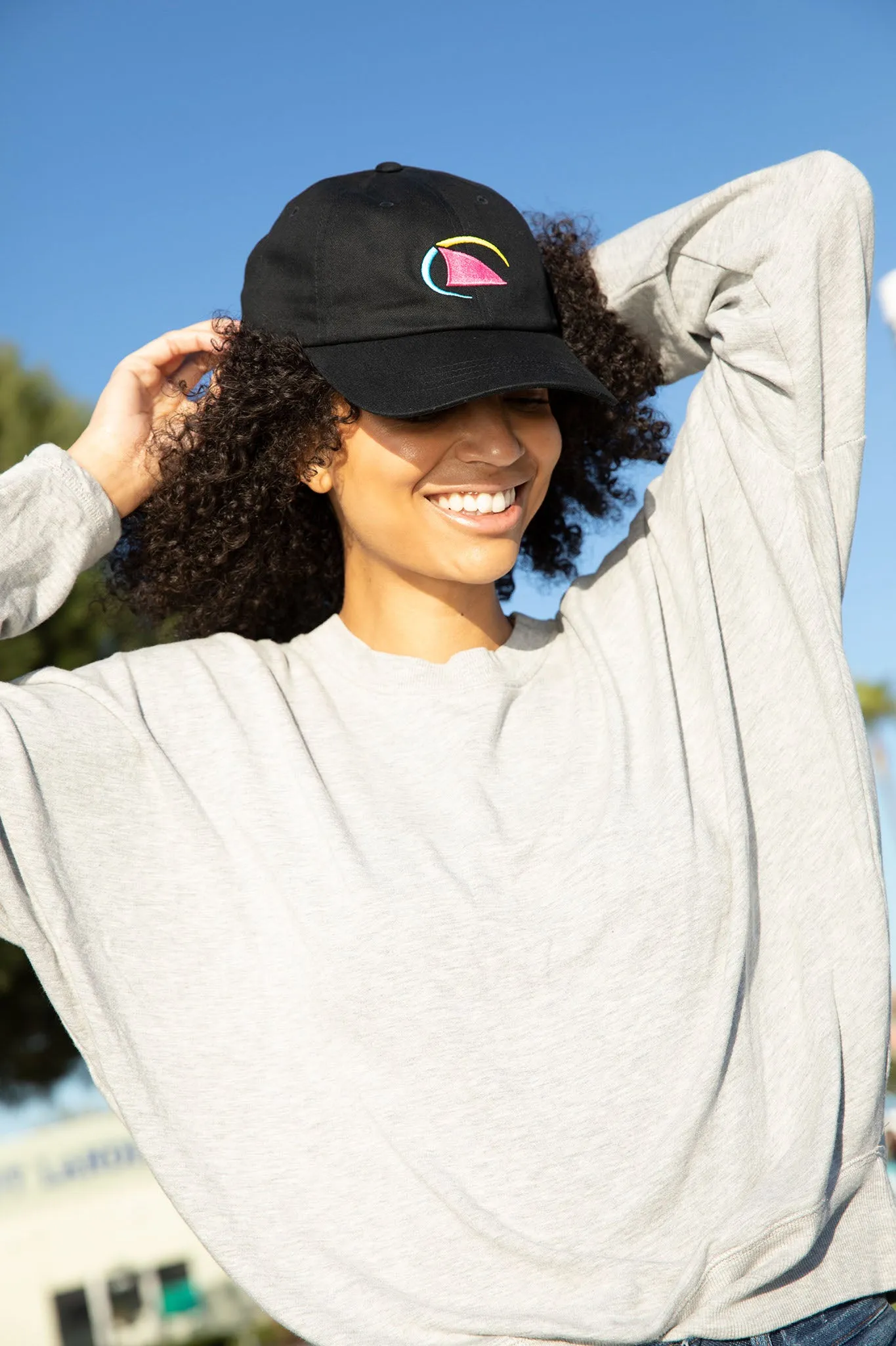 Neon Fin Dad Unstructured Hat Black