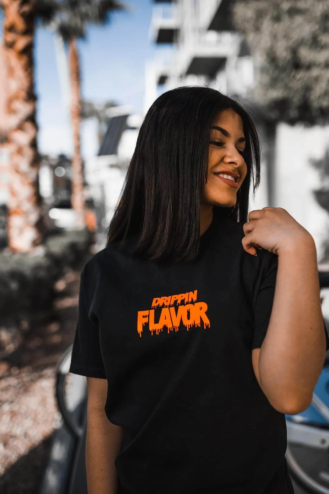 Neon Orange Drippin Flavor | Black Tee