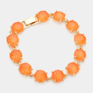 Neon Orange Round Stone Link Pageant Bracelet | Evening Bracelet | 620924