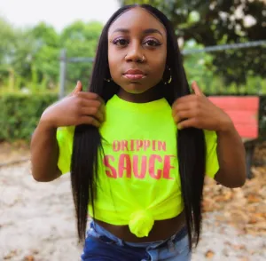 Neon Pink Glitter Drippin Sauce | Neon Yellow Tee
