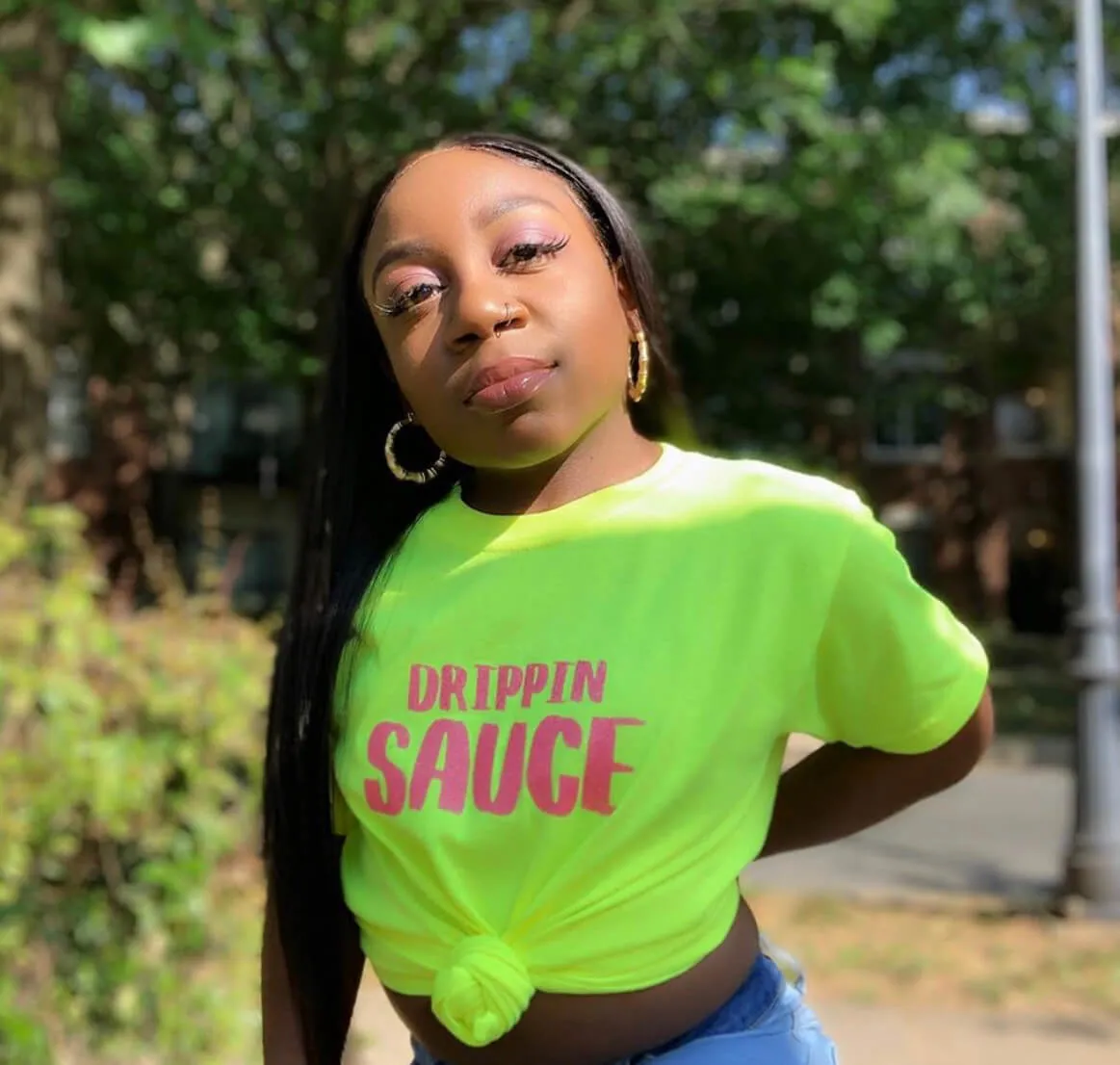 Neon Pink Glitter Drippin Sauce | Neon Yellow Tee