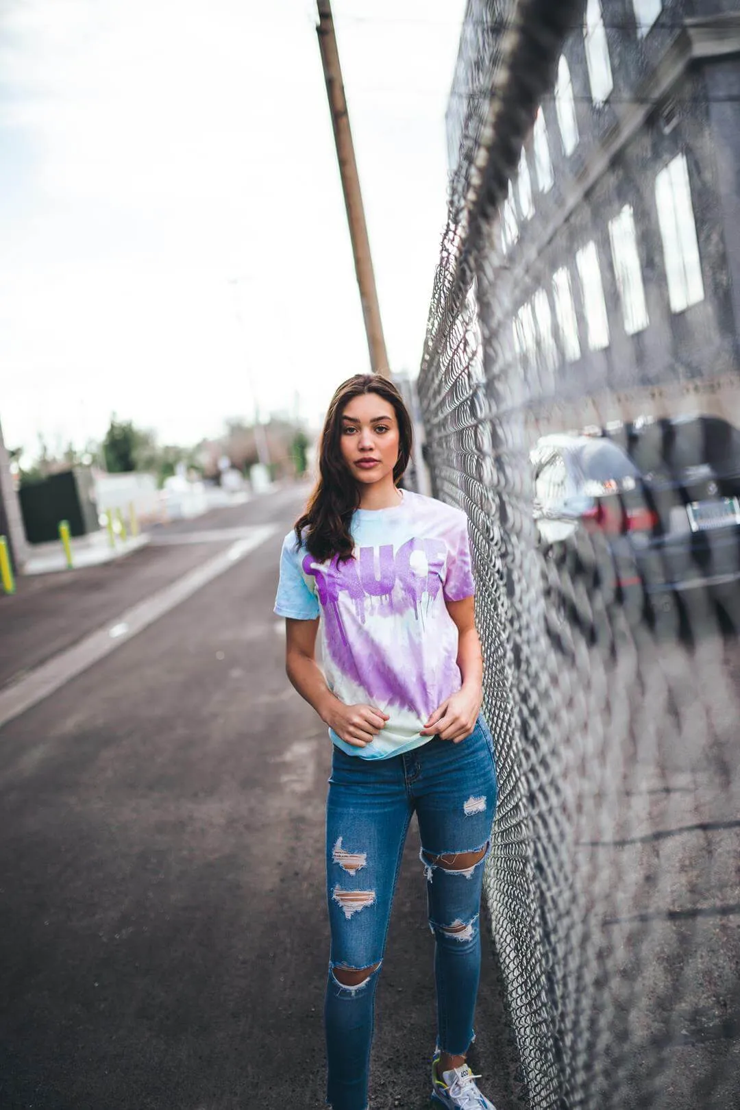 Neon Purple Glitter Sauce | Jelly Lavender Sky Tee