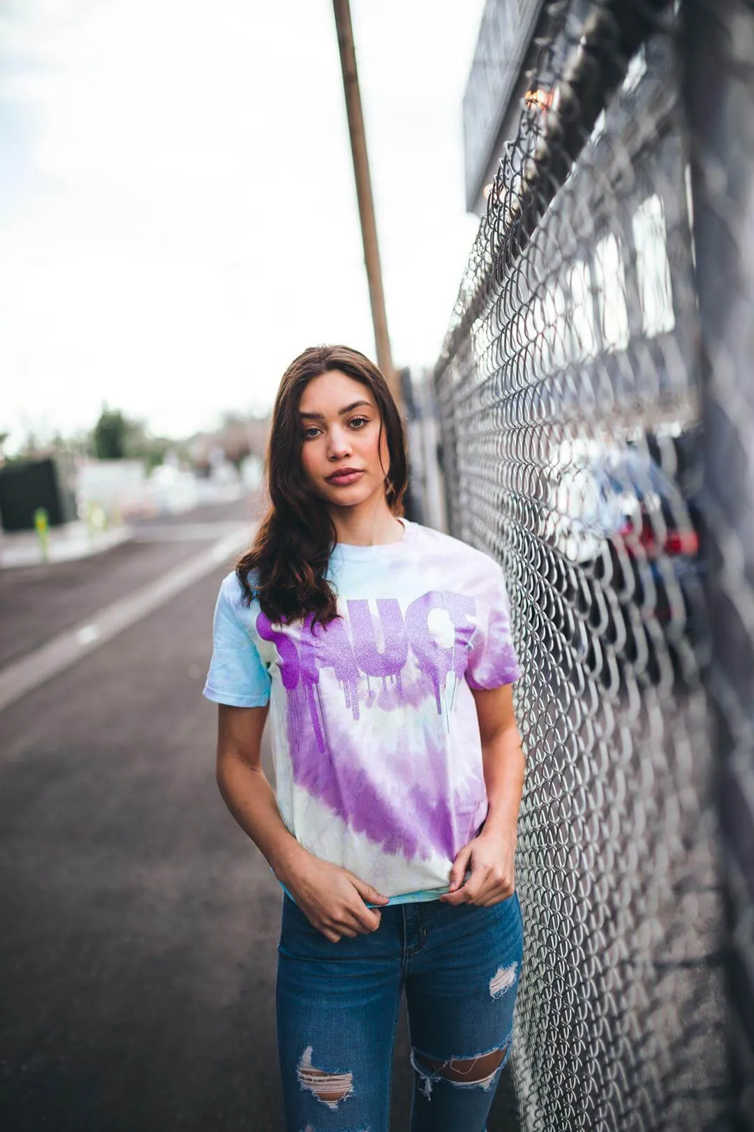 Neon Purple Glitter Sauce | Jelly Lavender Sky Tee