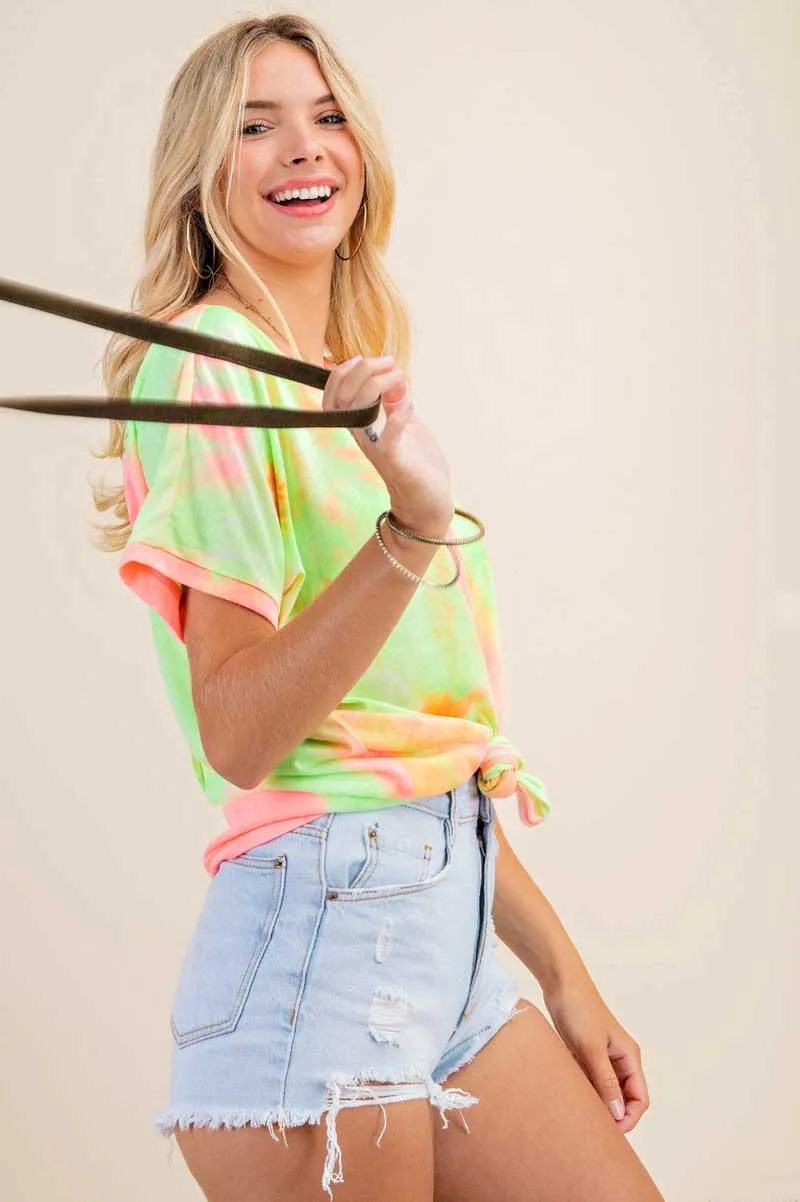 Neon Tie Dye Splash Top