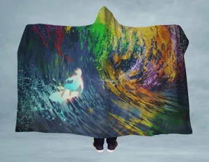 Neon Waves Hooded Blanket